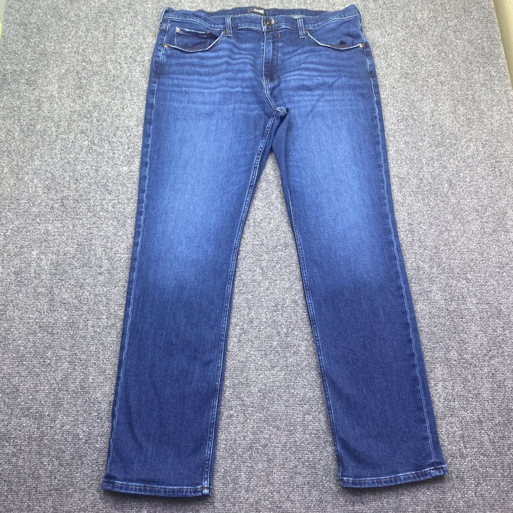 Paige Federal Slim Straight Jeans Dark Indigo Blue Mens 38 Organic Cotton Preppy